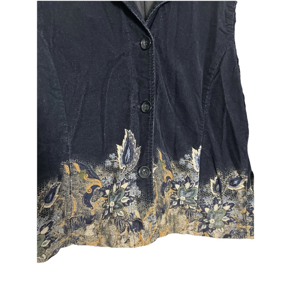 Chico Womens Blazer 2 Black Peacock Print Vintage Y2K Classic Single Breasted - Picture 2 of 16